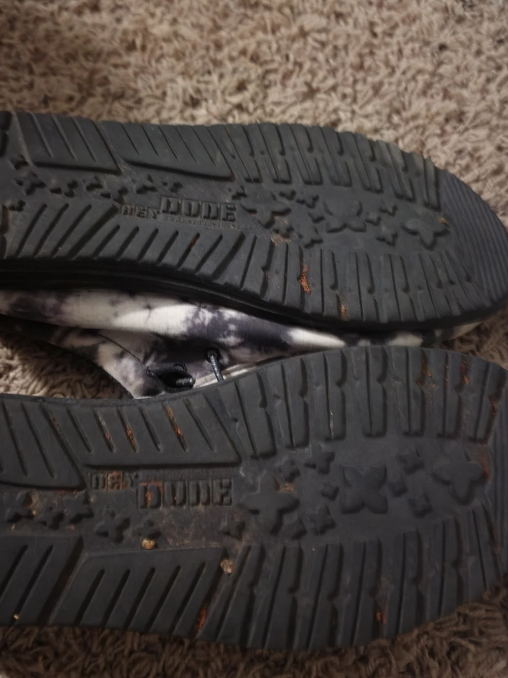 Hey Dude Mens Tie-Dye Slip-Ons in Black and White